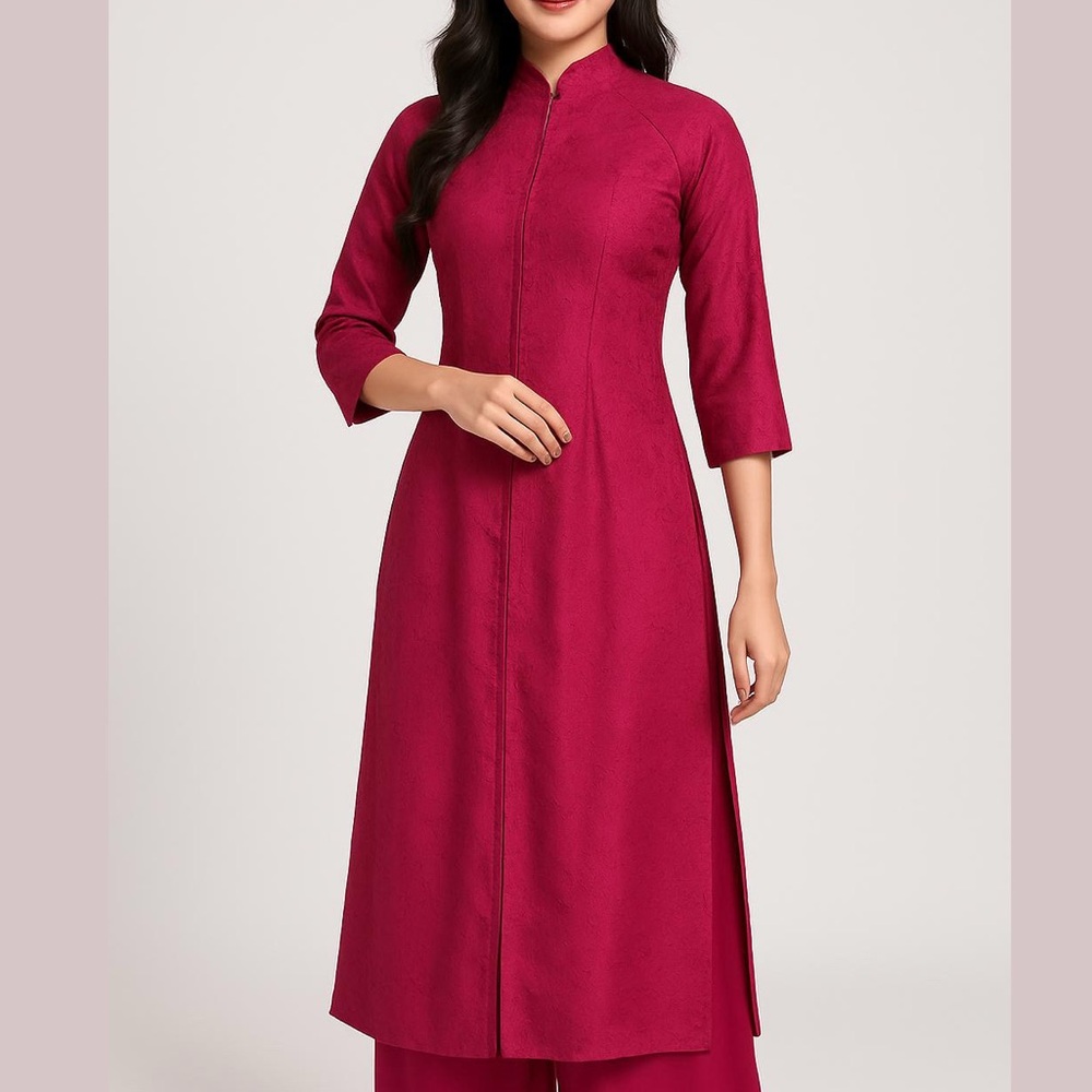 Ao Dai Magenta Women's Set Pants And Top